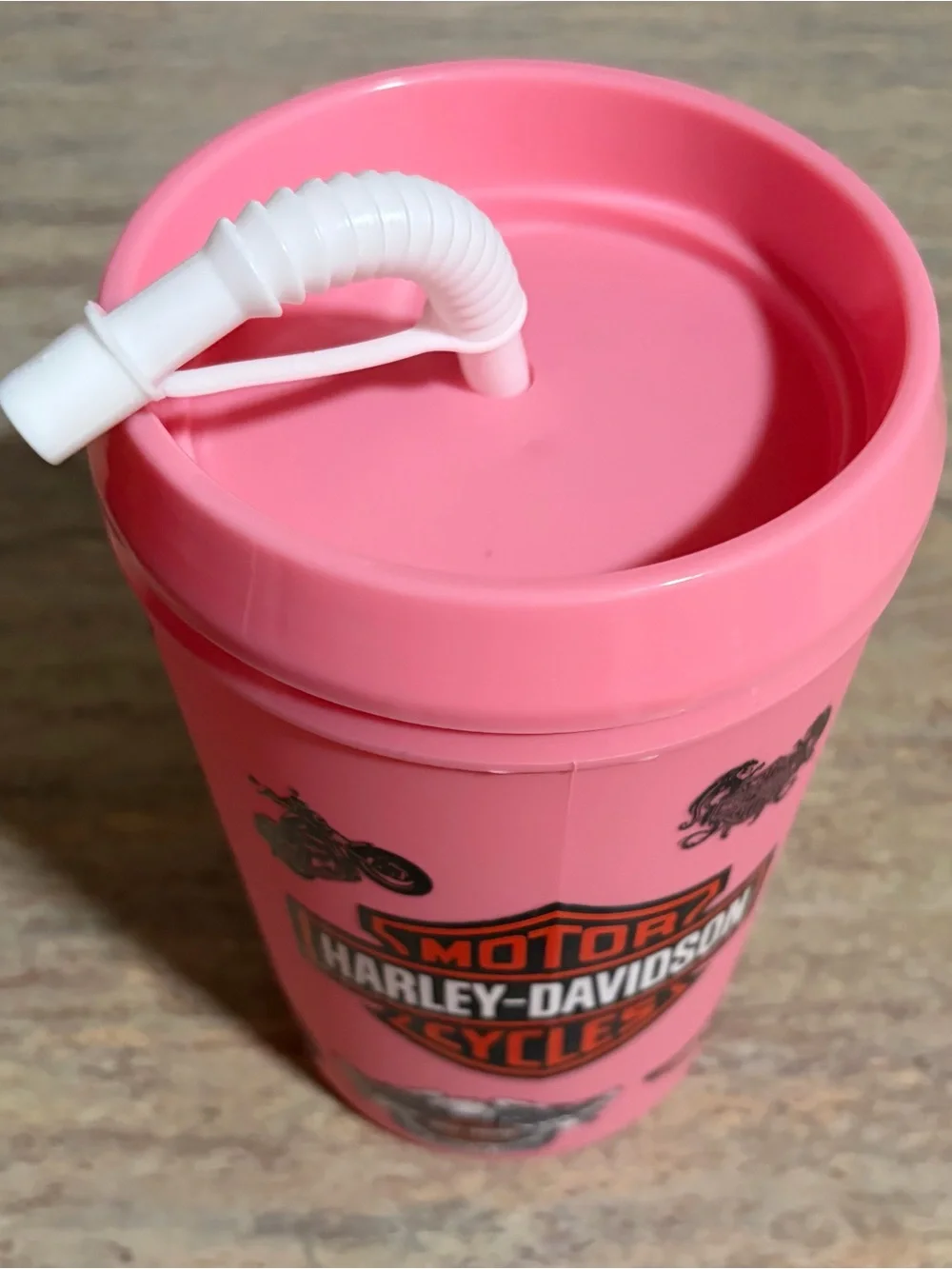 NWOT Harley-Davidson Pink 34-OZ Travel Cup with White Straw